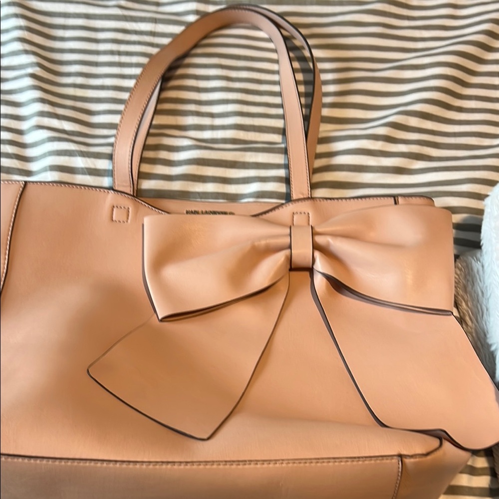 Karl Lagerfeld Pink Bow Accent Tote